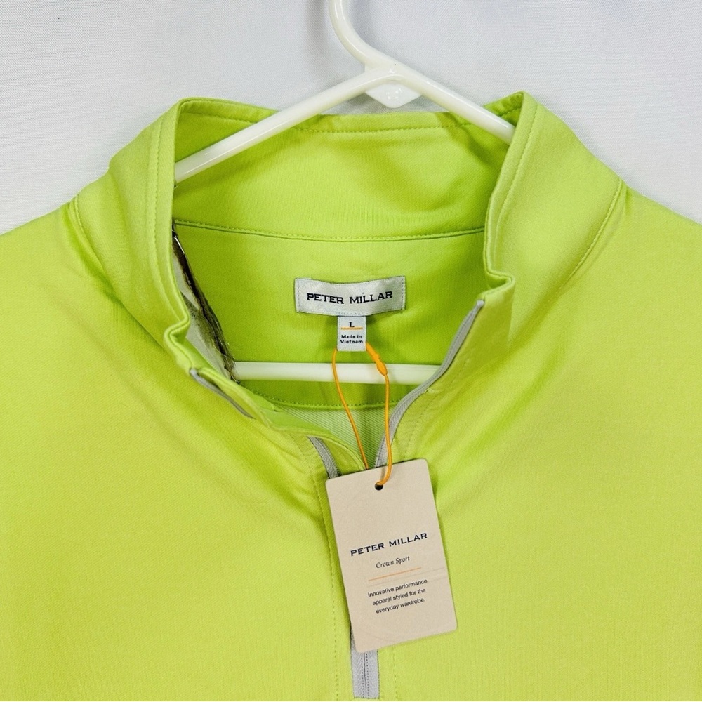 Peter Millar Lime Green Quarter-Zip Top large NWT - Picture 6 of 11